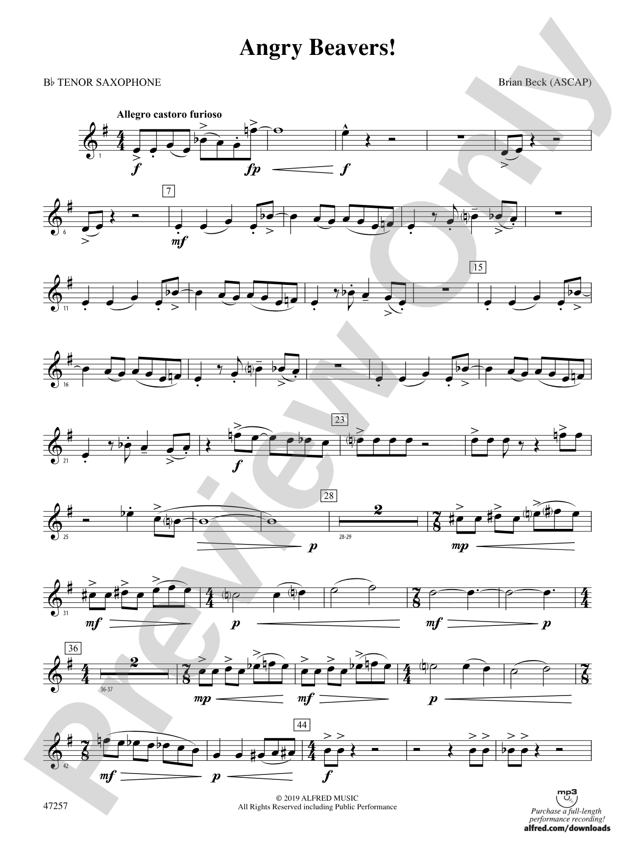 Angry Beavers!: B-flat Tenor Saxophone