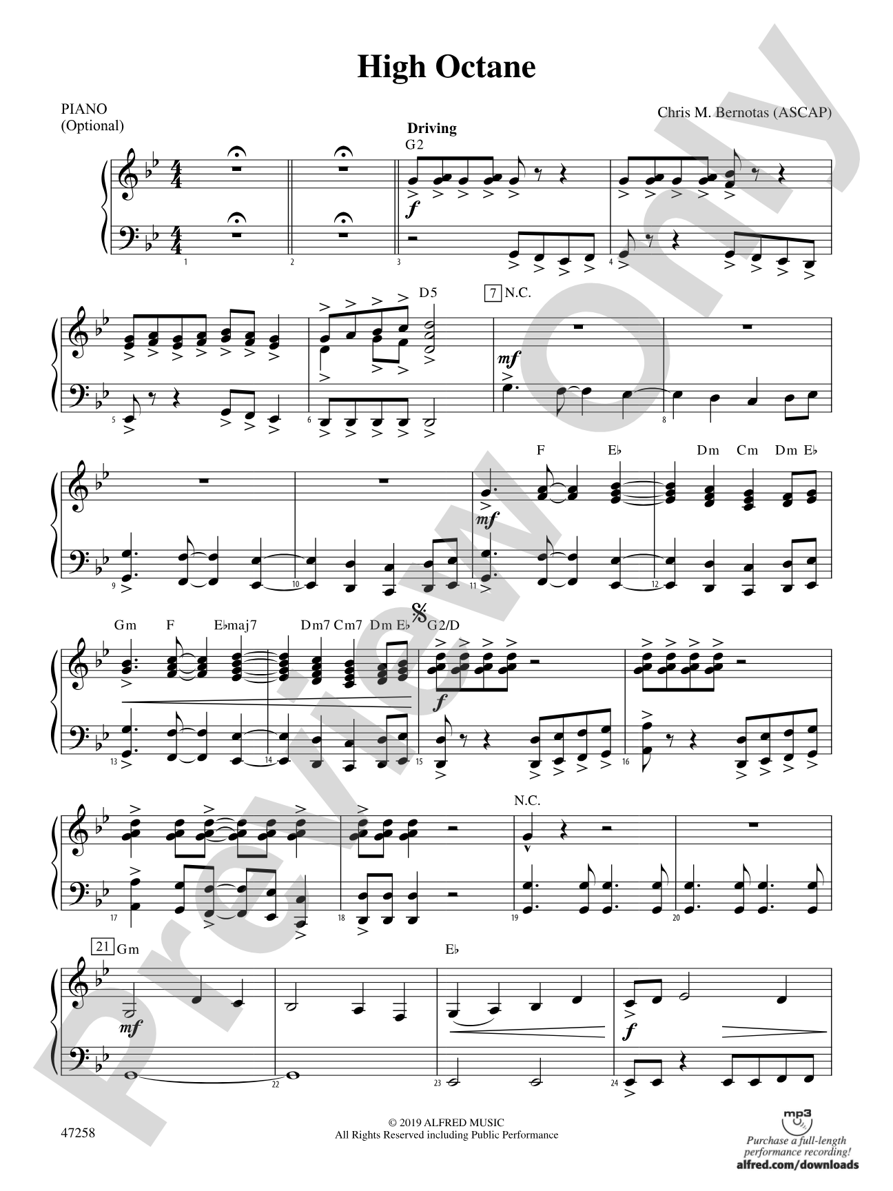 High Octane: Piano Accompaniment
