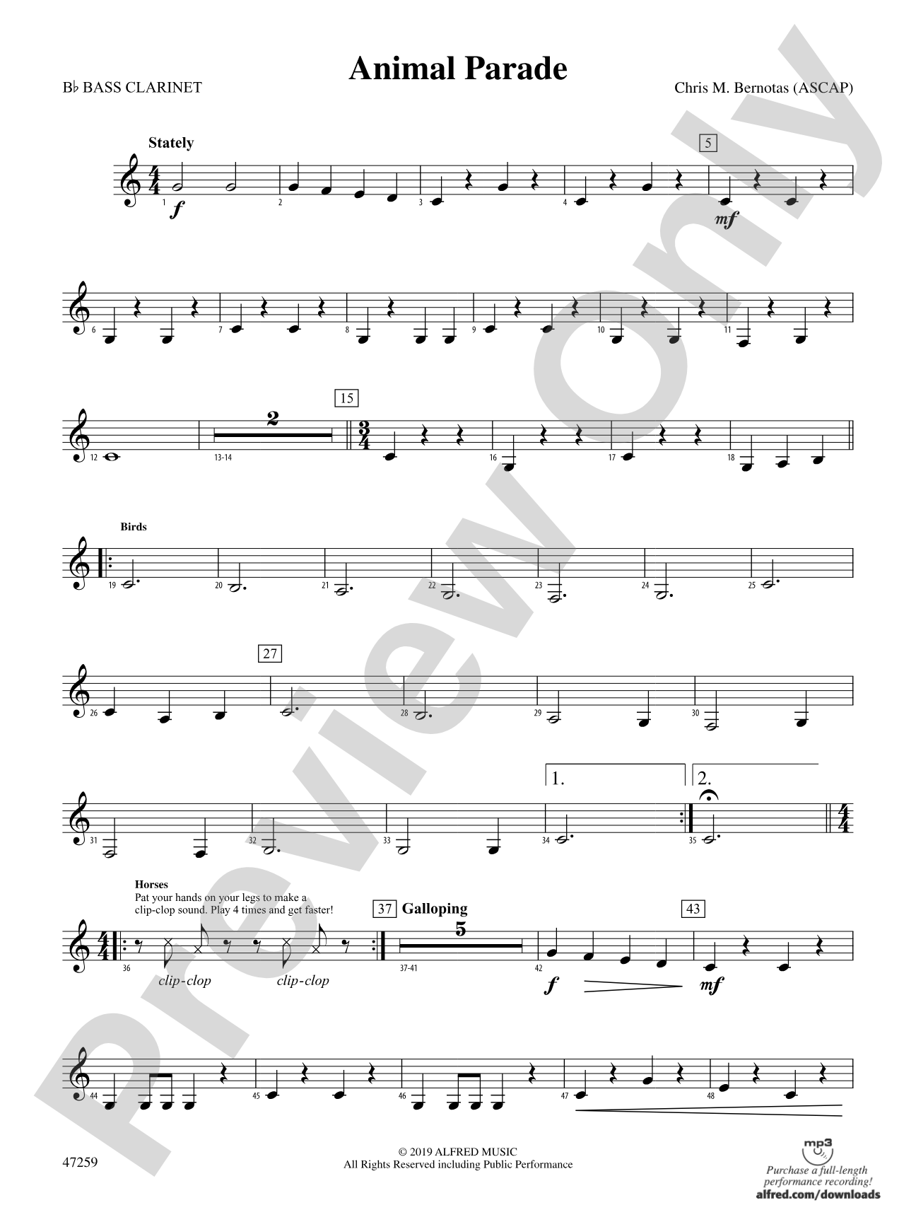 Animal Parade: B-flat Bass Clarinet