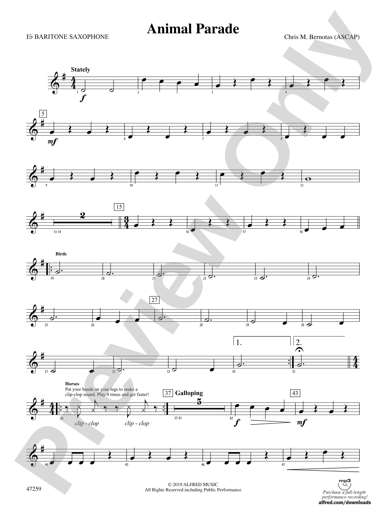 Animal Parade: E-flat Baritone Saxophone