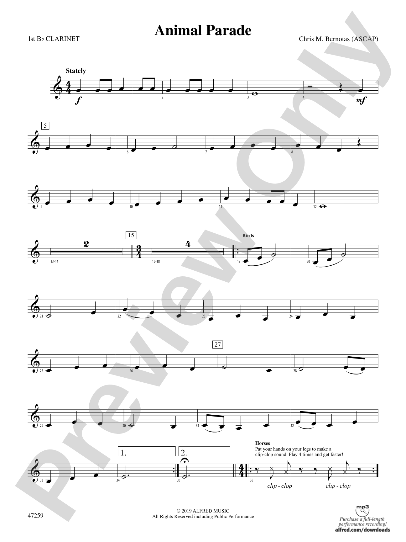 Animal Parade: 1st B-flat Clarinet