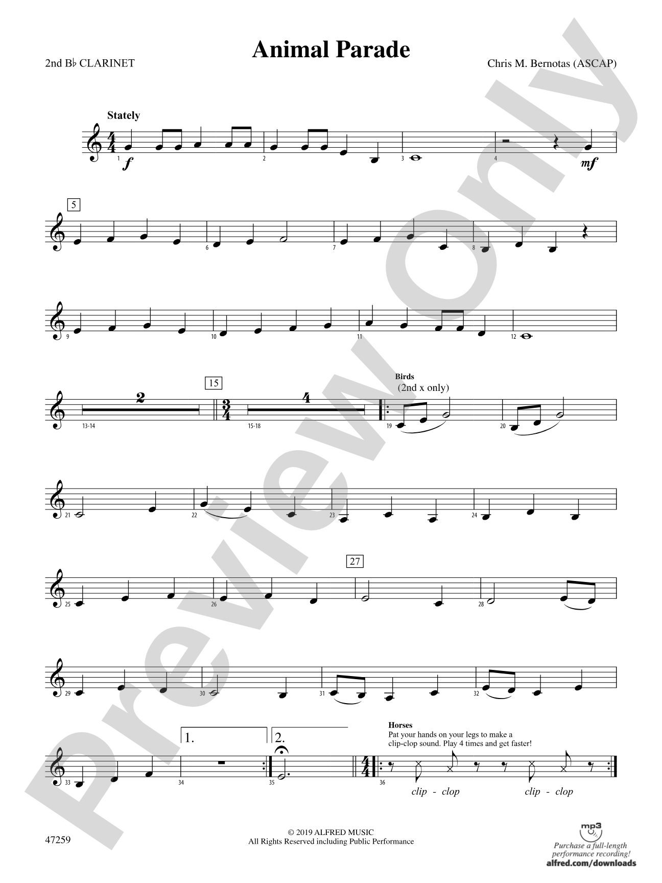 Animal Parade: 2nd B-flat Clarinet