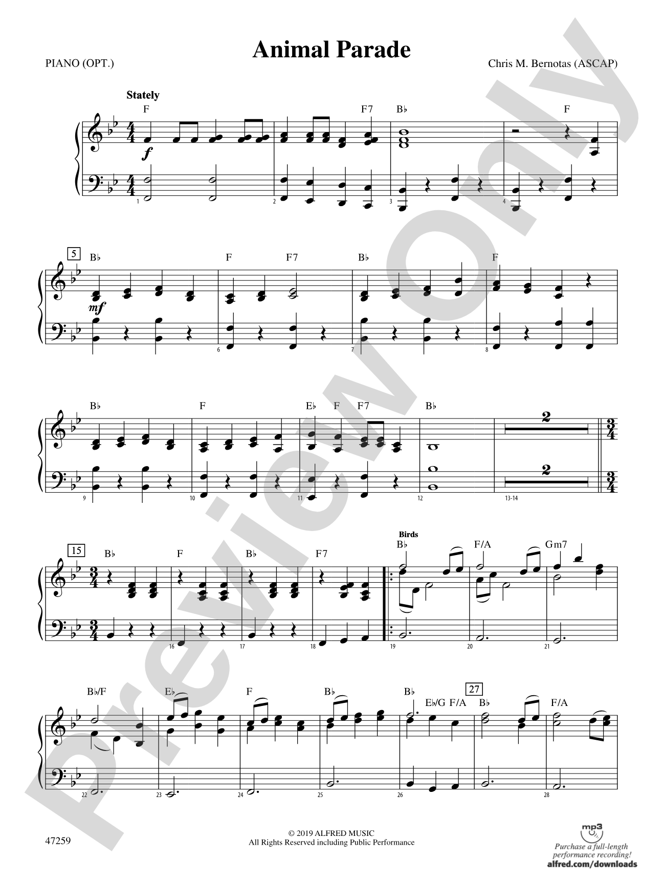 Animal Parade: Piano Accompaniment