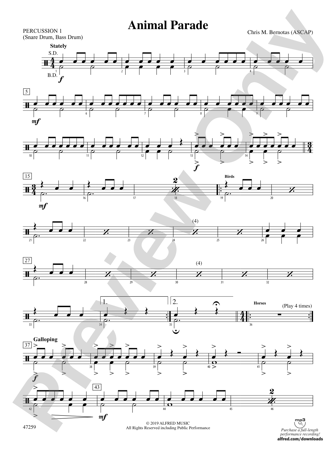 Animal Parade: 1st Percussion
