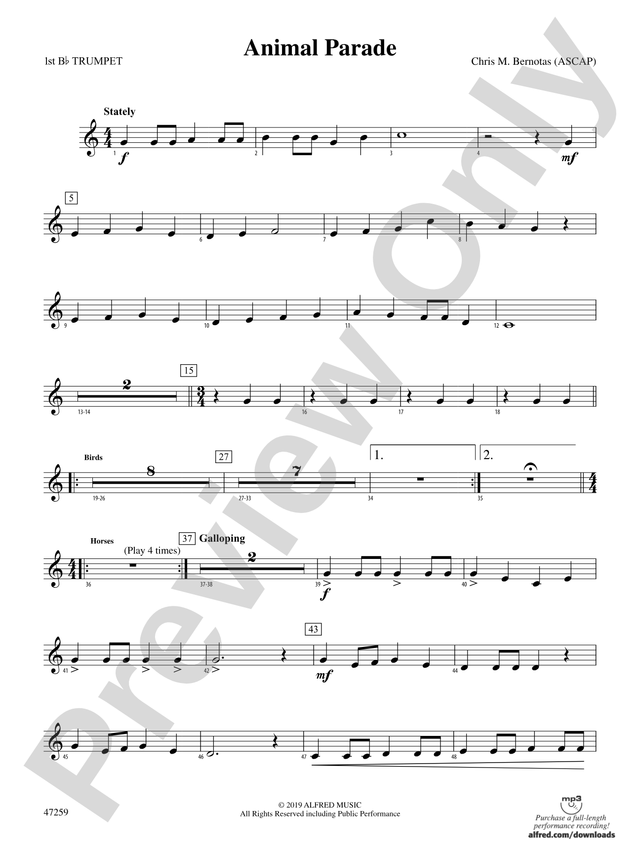 Animal Parade: 1st B-flat Trumpet
