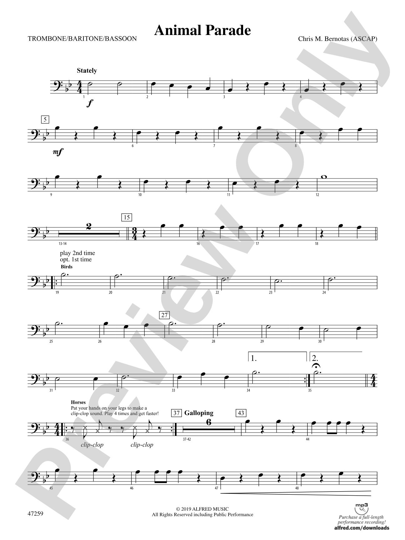 Animal Parade: 1st Trombone