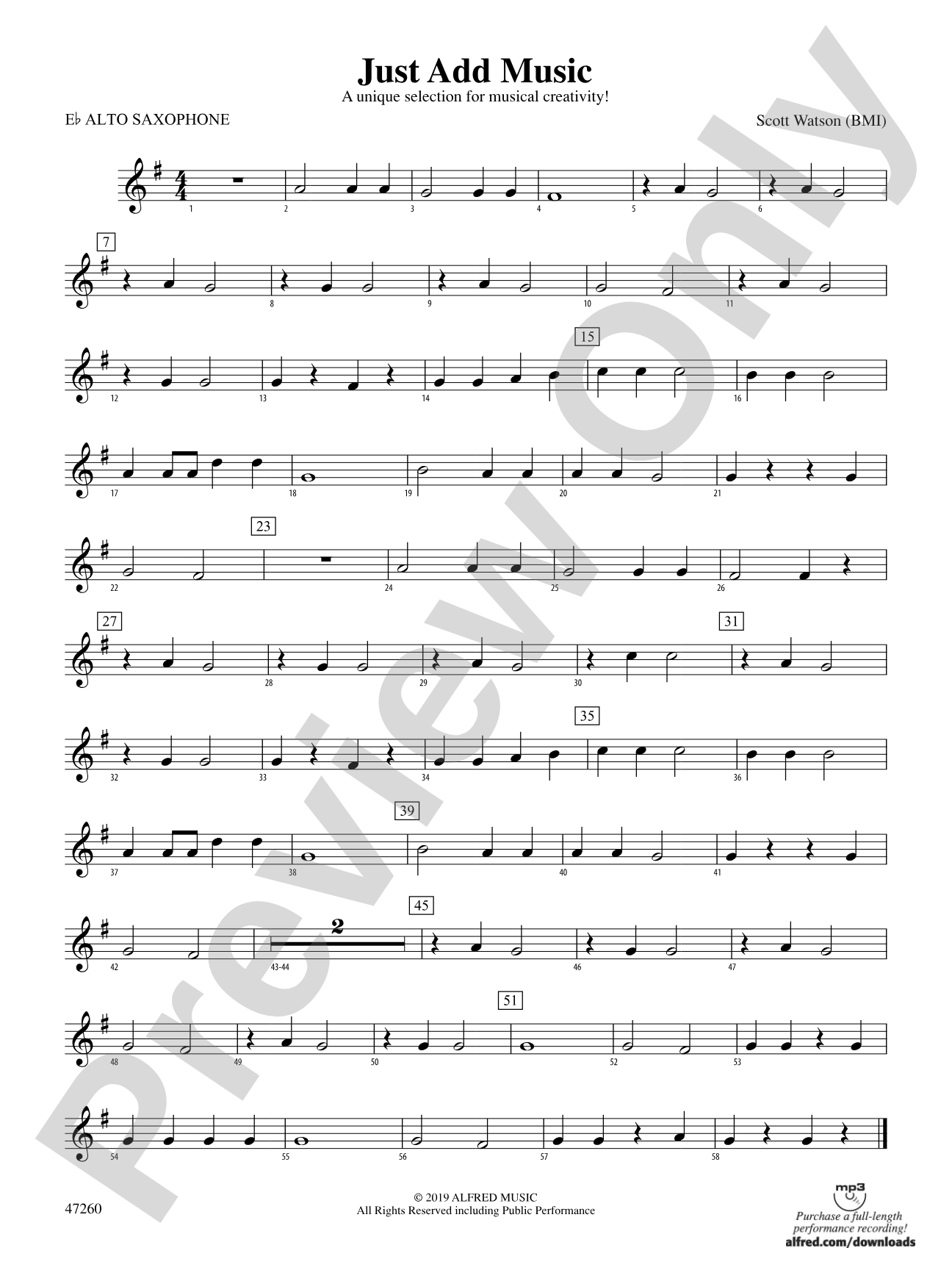 Just Add Music: E-flat Alto Saxophone