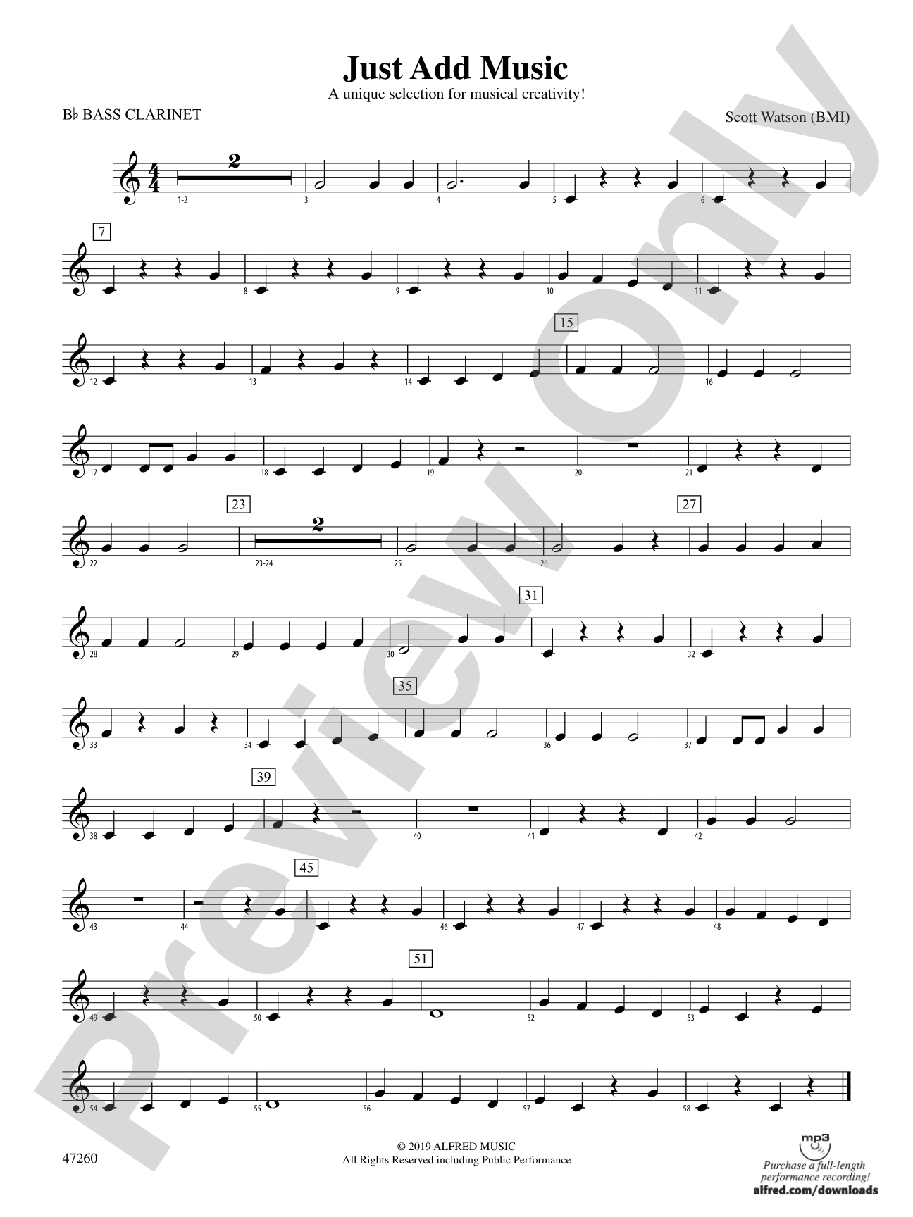 Just Add Music: B-flat Bass Clarinet