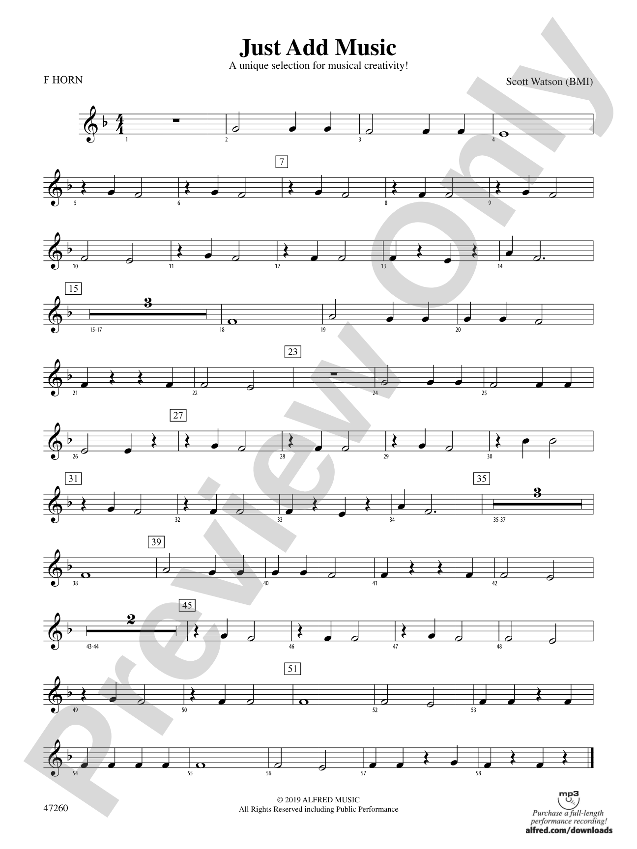 Just Add Music: 1st F Horn