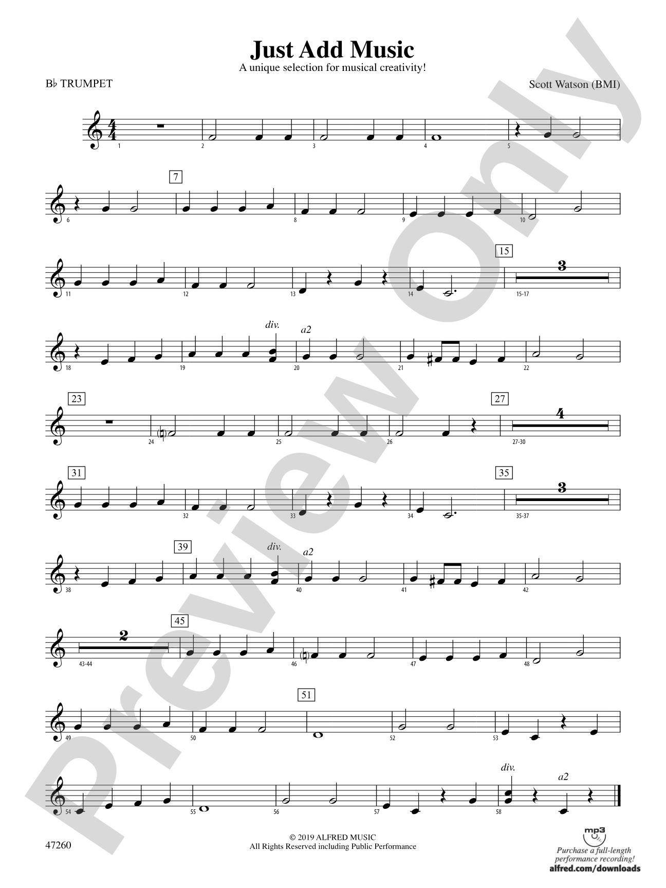 Just Add Music: 1st B-flat Trumpet