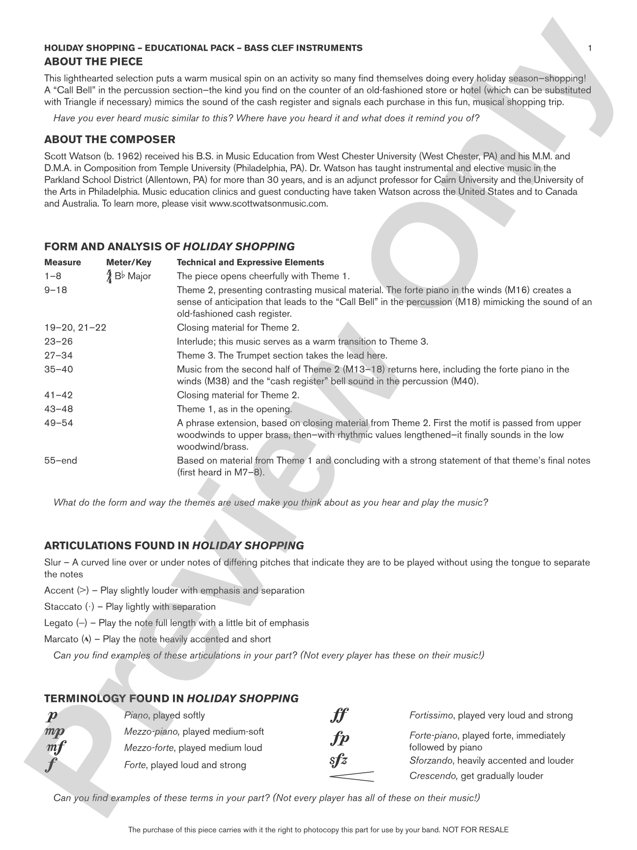 Holiday Shopping: Bass Clef Educational Pack