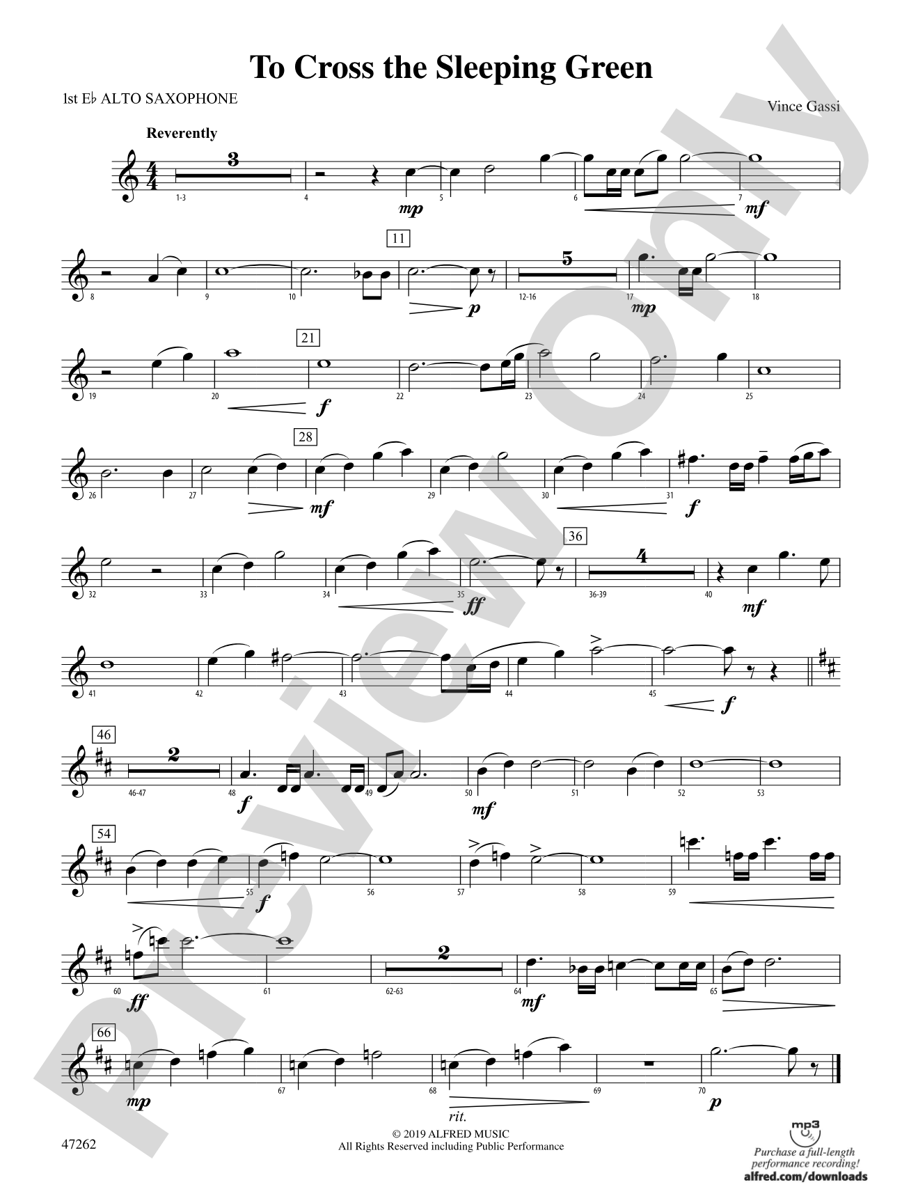 To Cross the Sleeping Green: E-flat Alto Saxophone