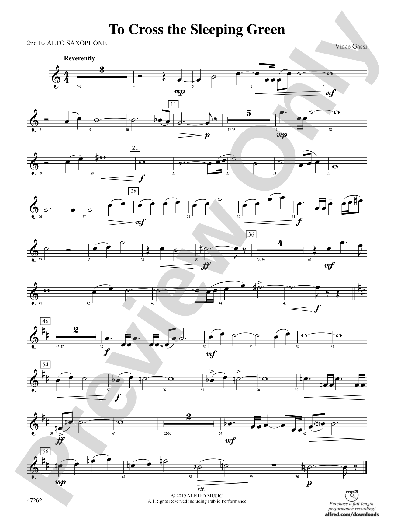 To Cross the Sleeping Green: 2nd E-flat Alto Saxophone