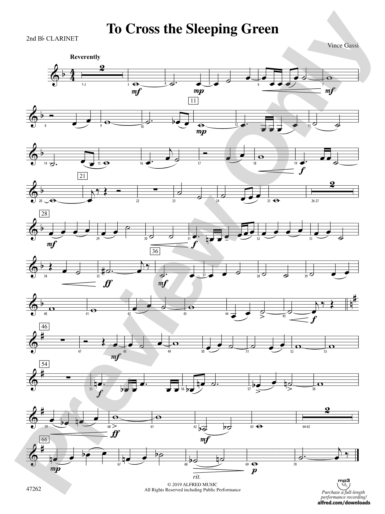 To Cross the Sleeping Green: 2nd B-flat Clarinet