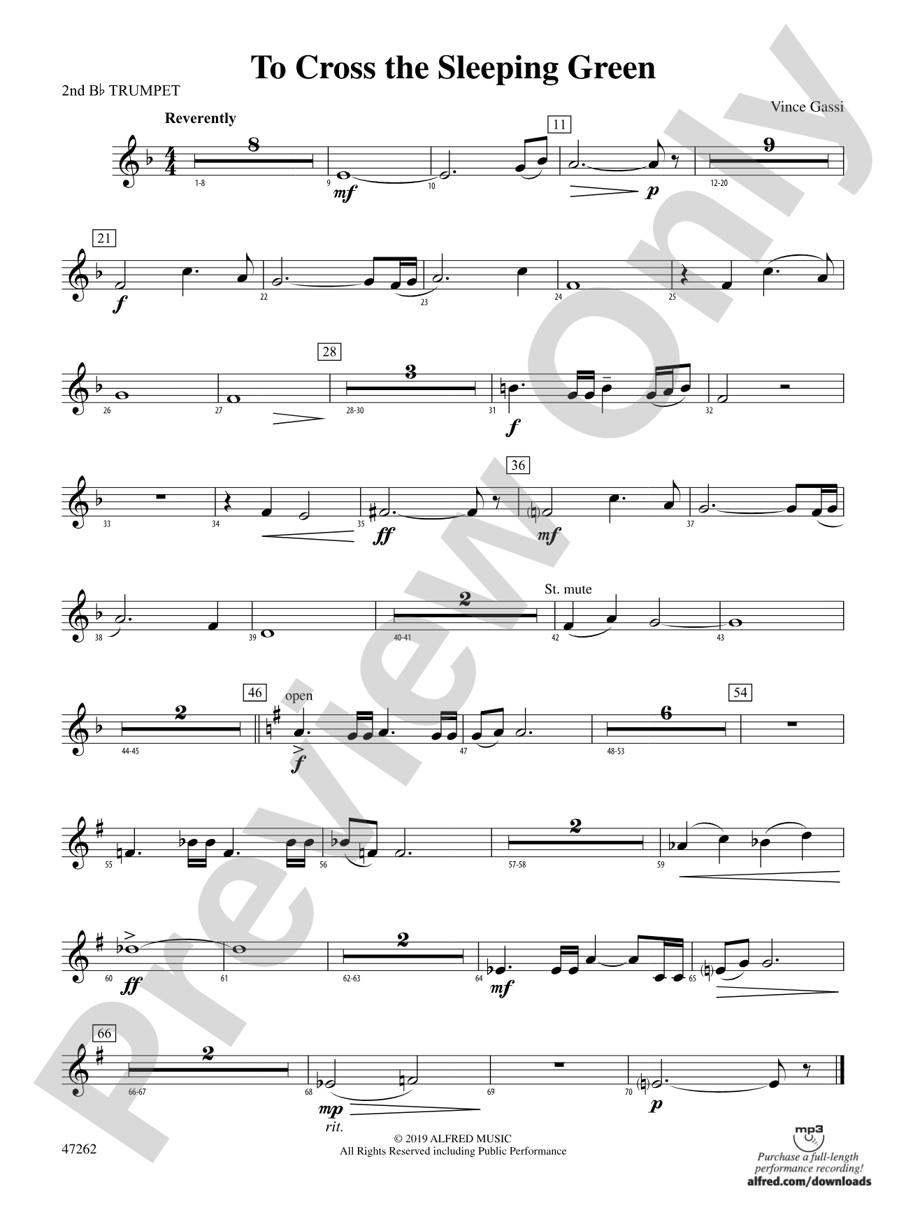 To Cross the Sleeping Green: 2nd B-flat Trumpet