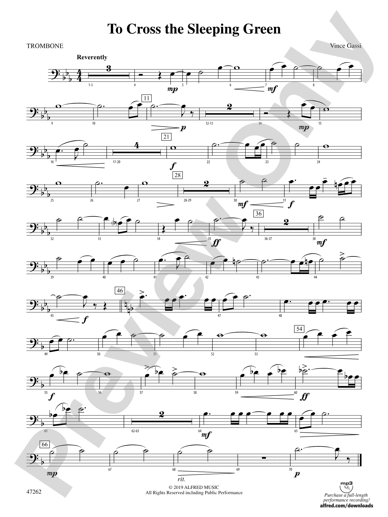 To Cross the Sleeping Green: 1st Trombone