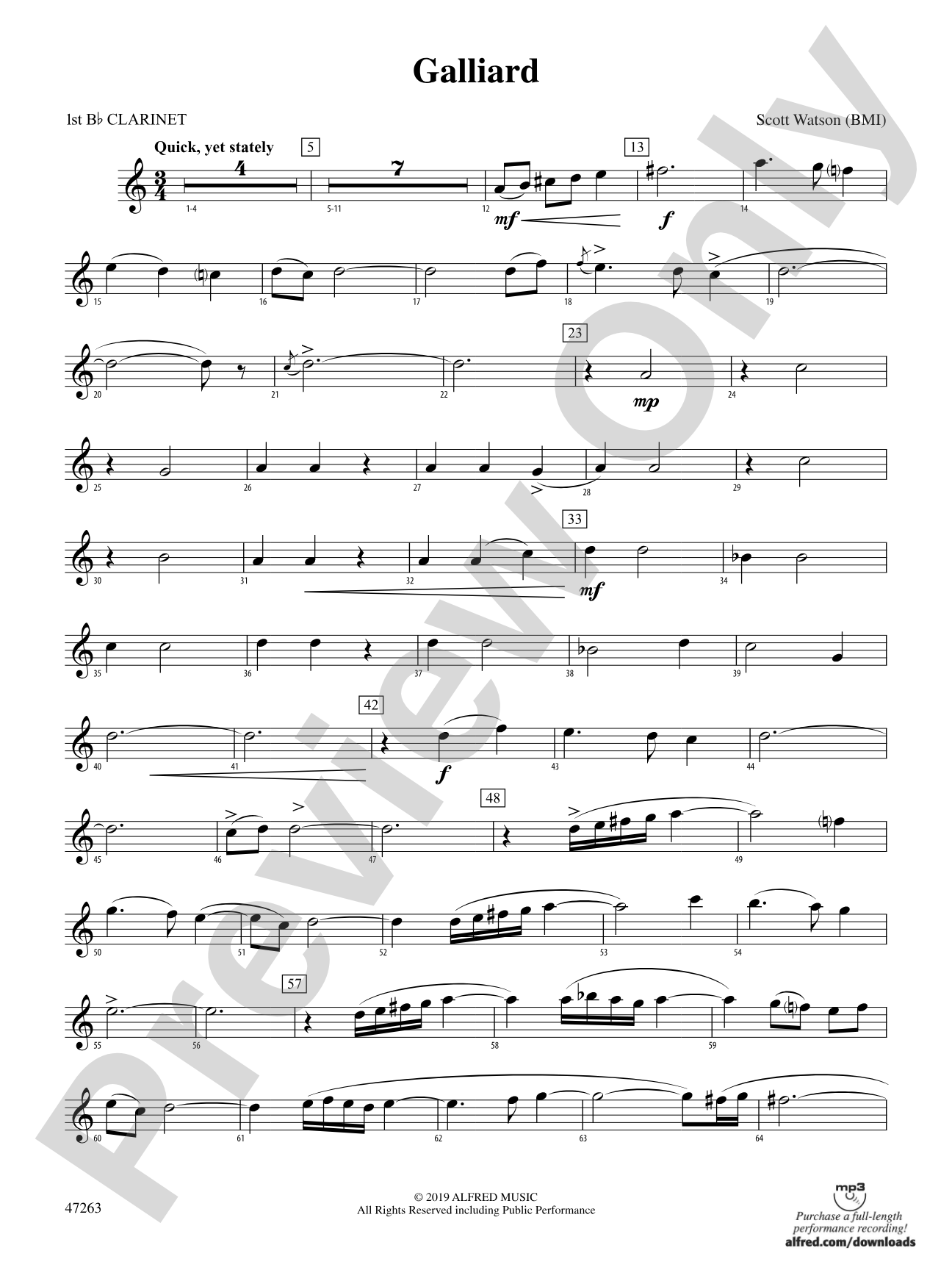 Galliard: 1st B-flat Clarinet