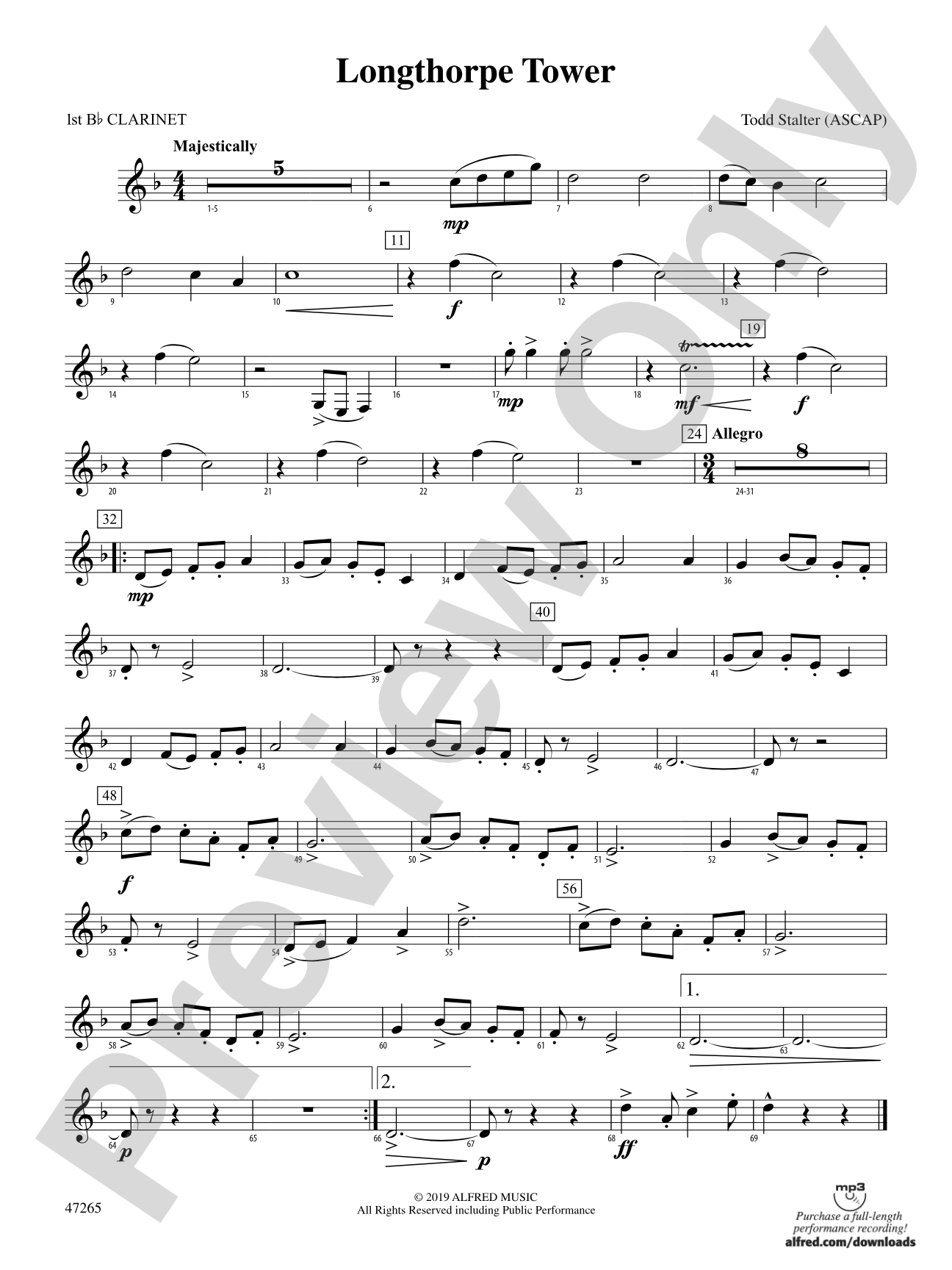 Longthorpe Tower: 1st B-flat Clarinet