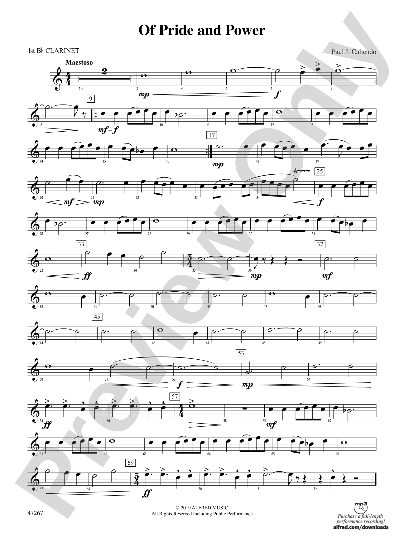 Of Pride and Power: 1st B-flat Clarinet