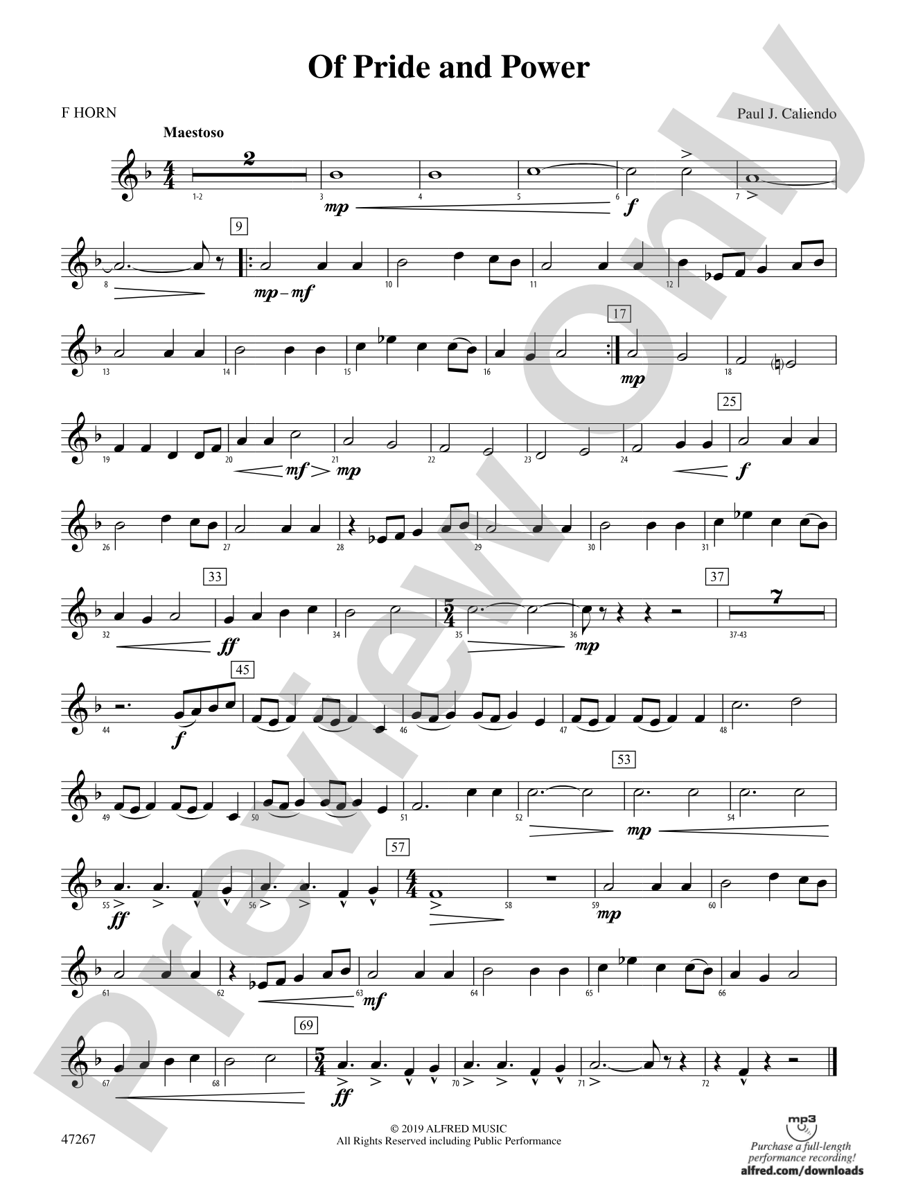 Of Pride and Power: 1st F Horn