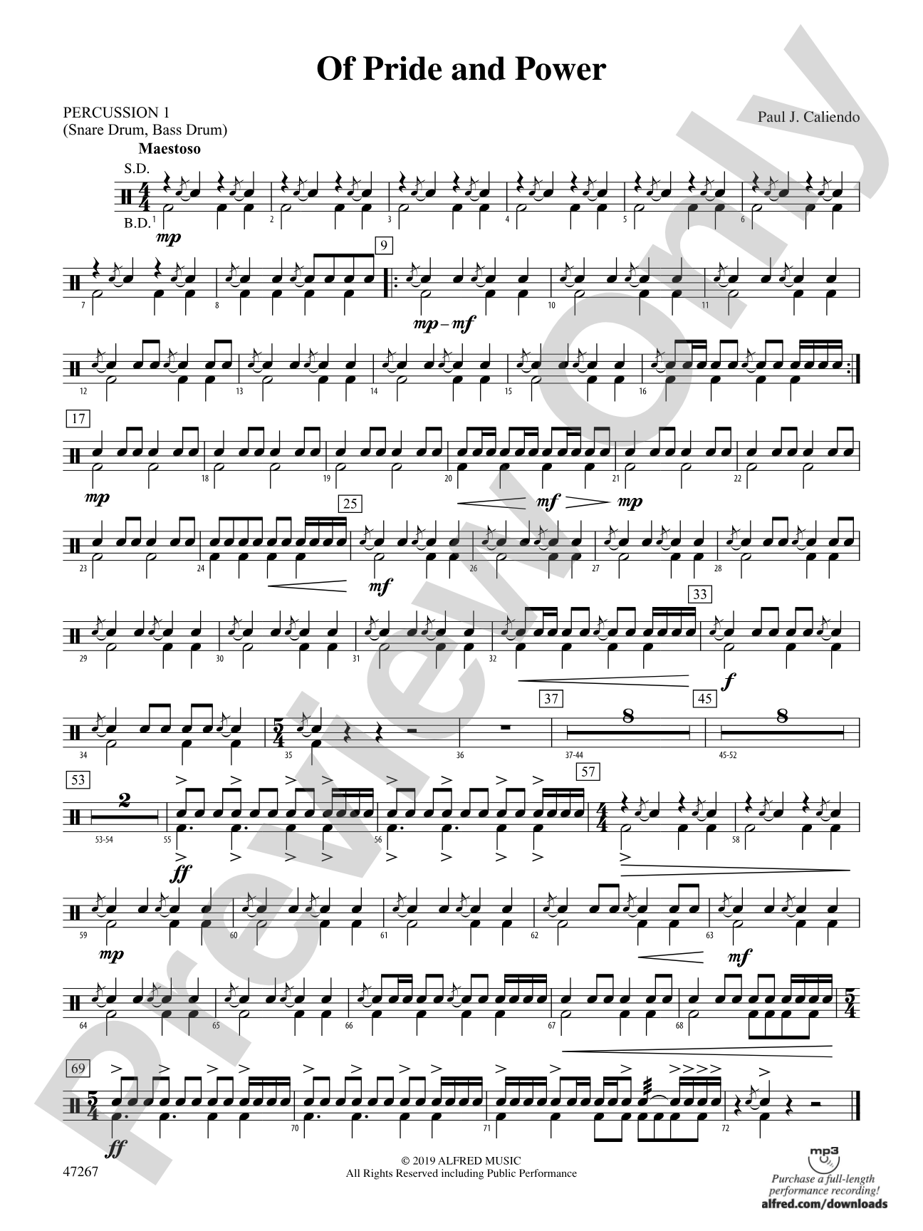 Of Pride and Power: 1st Percussion