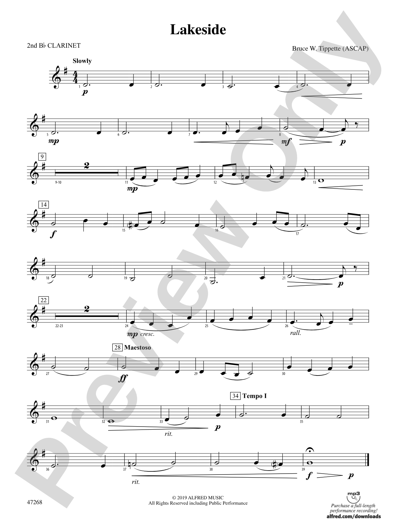 Lakeside: 2nd B-flat Clarinet