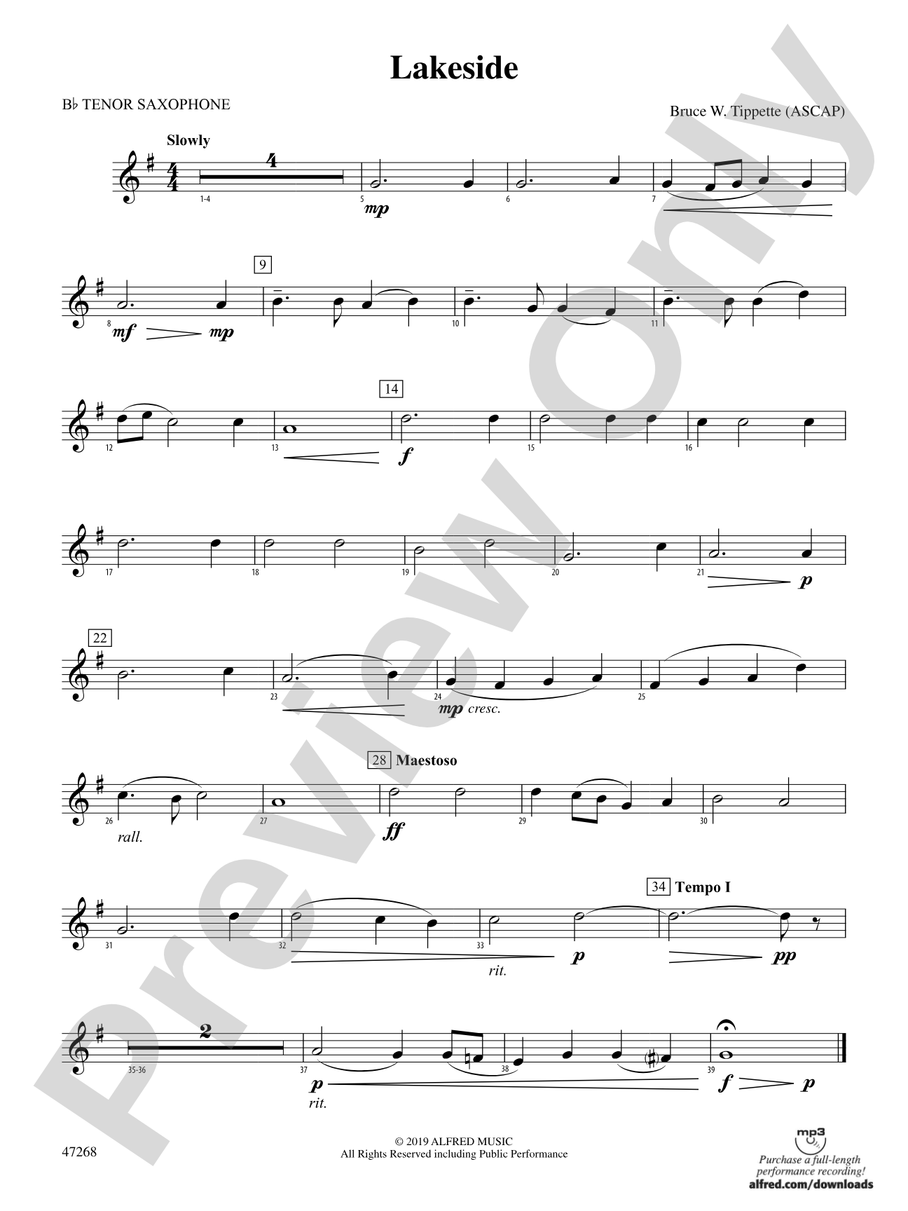 Lakeside: B-flat Tenor Saxophone