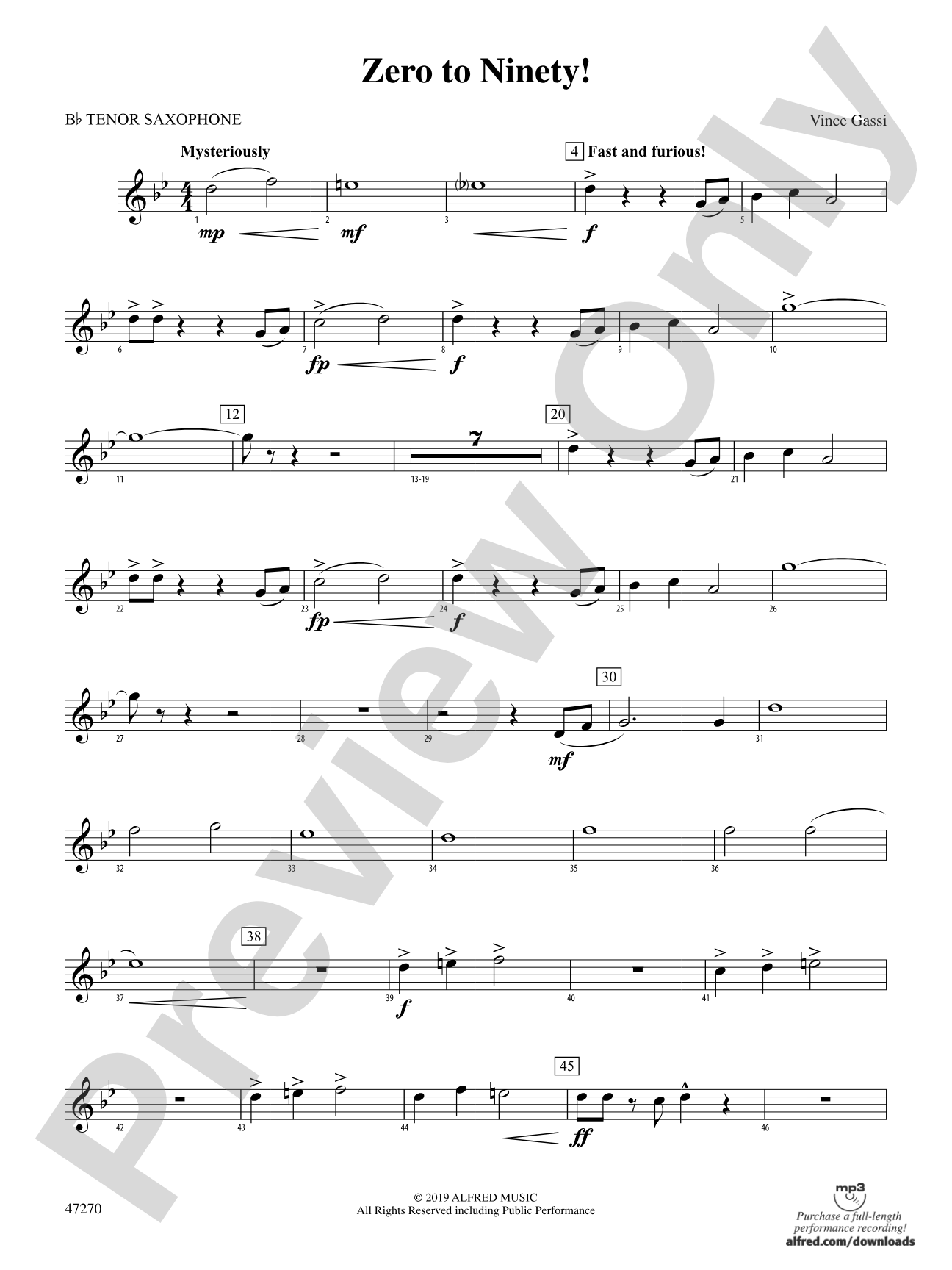 Zero to Ninety!: B-flat Tenor Saxophone