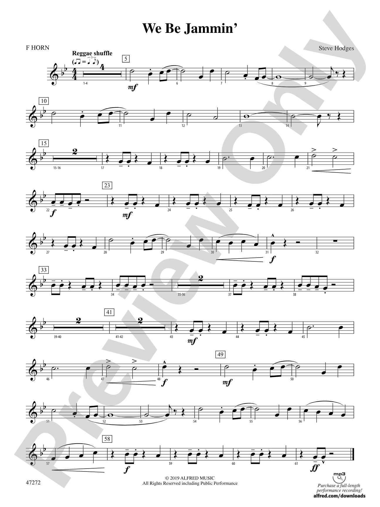 We Be Jammin': 1st F Horn