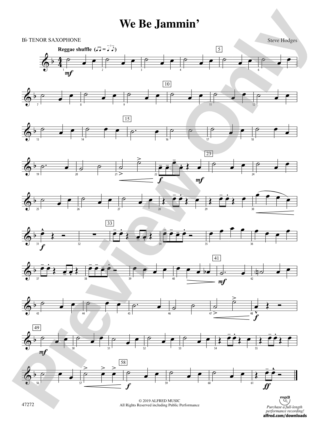 We Be Jammin': B-flat Tenor Saxophone