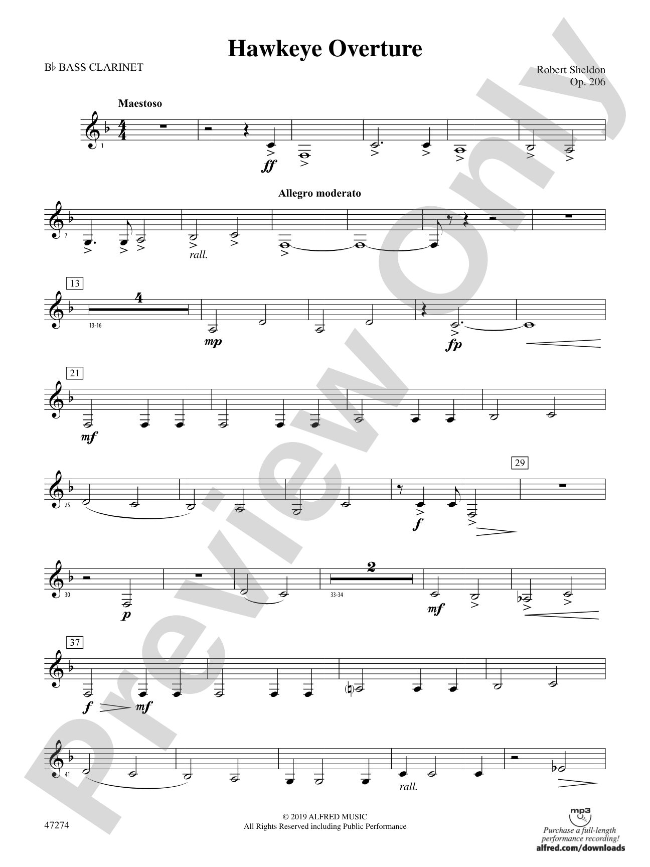 Hawkeye Overture: B-flat Bass Clarinet