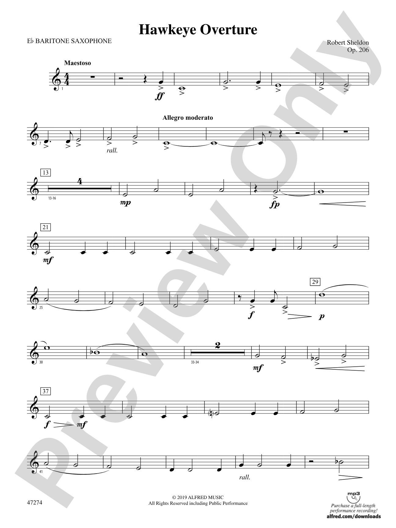 Hawkeye Overture: E-flat Baritone Saxophone
