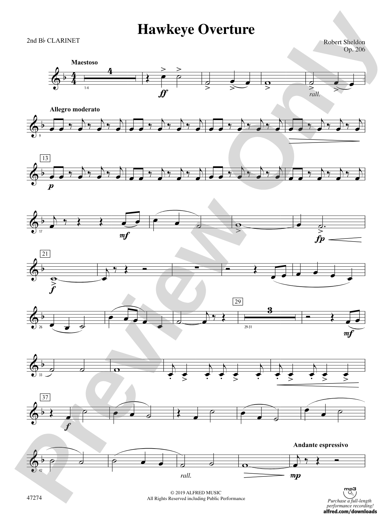 Hawkeye Overture: 2nd B-flat Clarinet