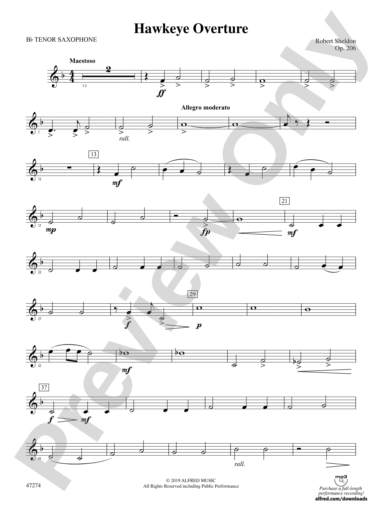 Hawkeye Overture: B-flat Tenor Saxophone