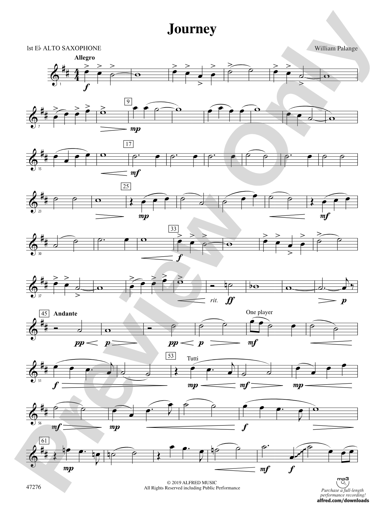 Journey: E-flat Alto Saxophone