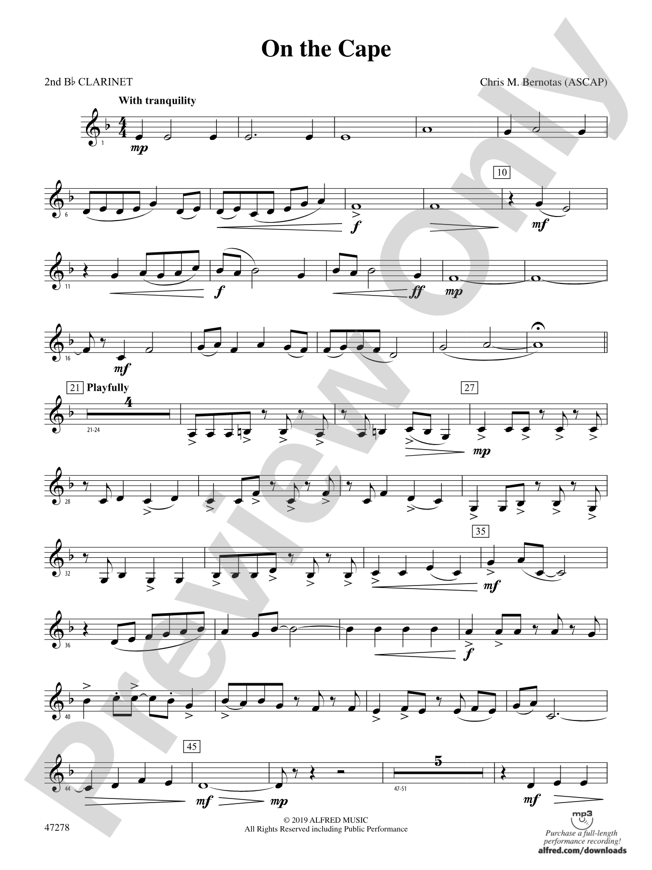 On the Cape: 2nd B-flat Clarinet