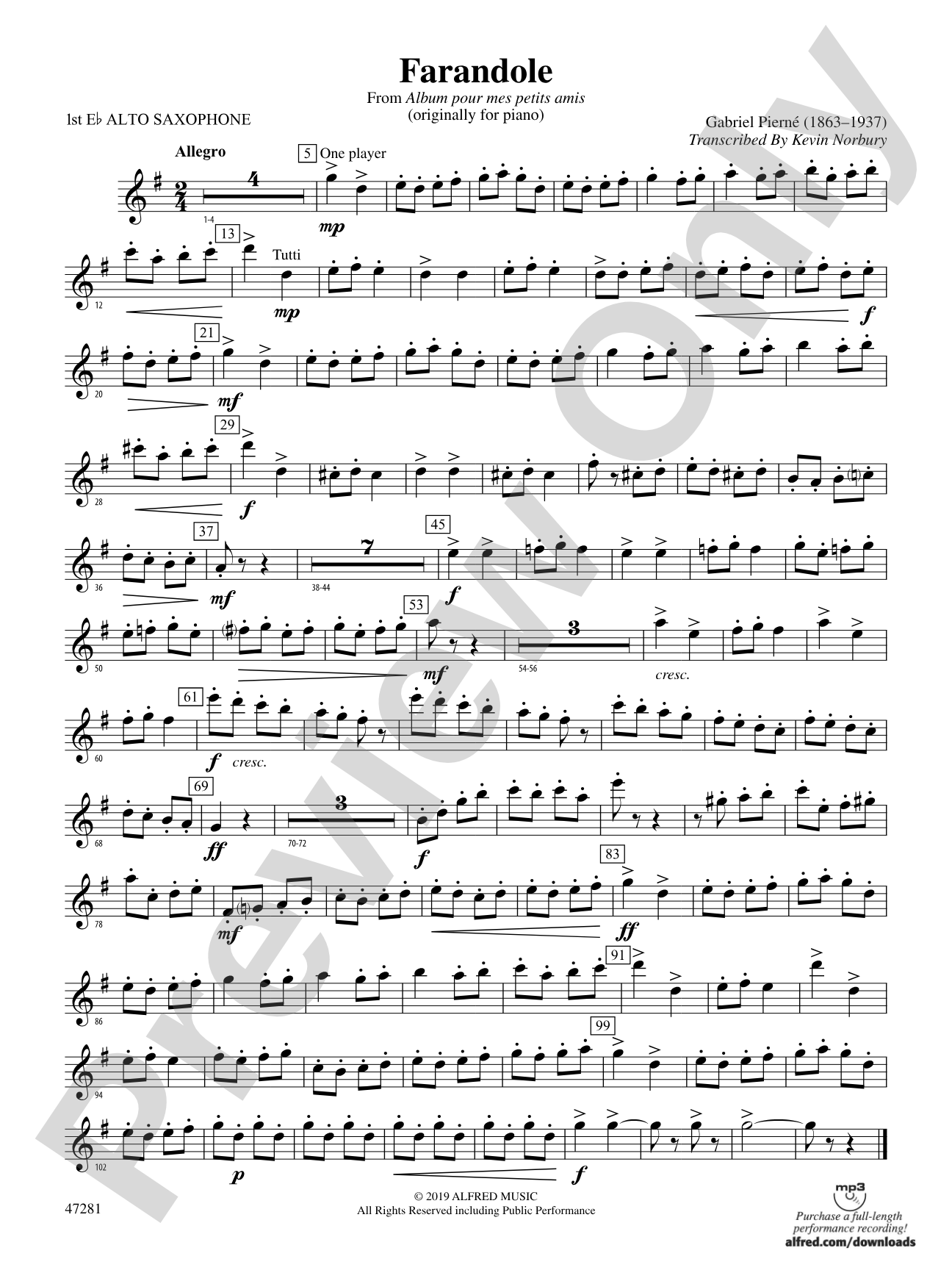 Farandole: E-flat Alto Saxophone