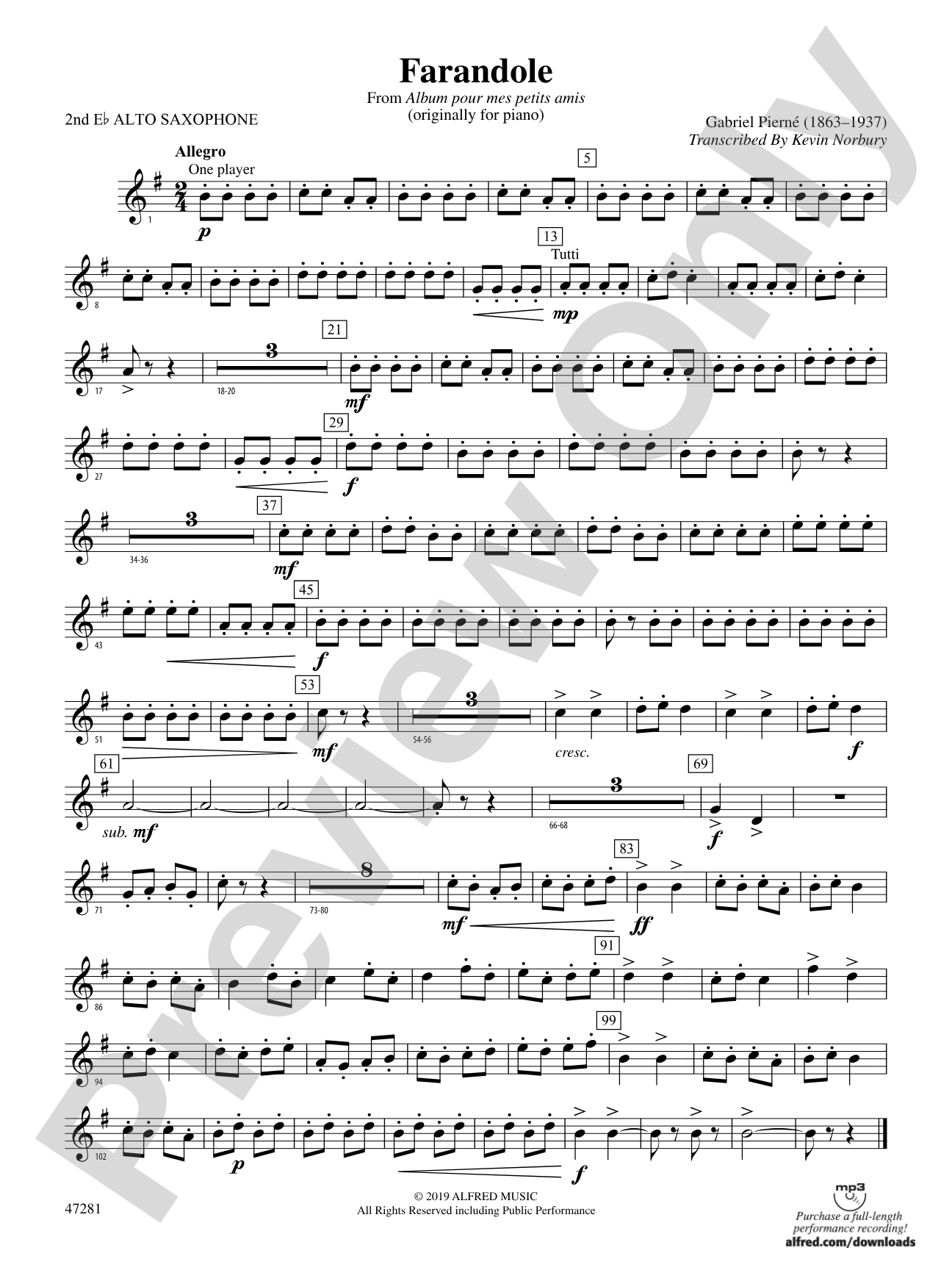 Farandole: 2nd E-flat Alto Saxophone