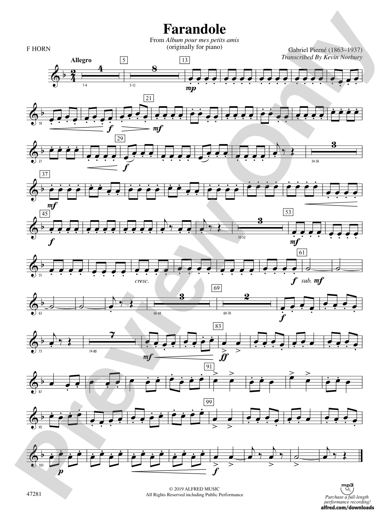 Farandole: 1st F Horn