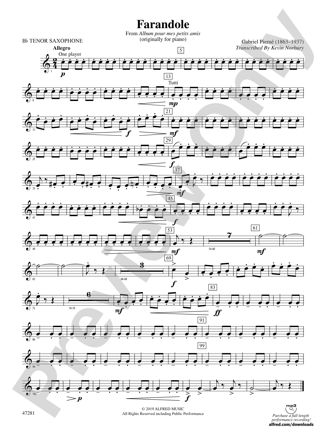 Farandole: B-flat Tenor Saxophone