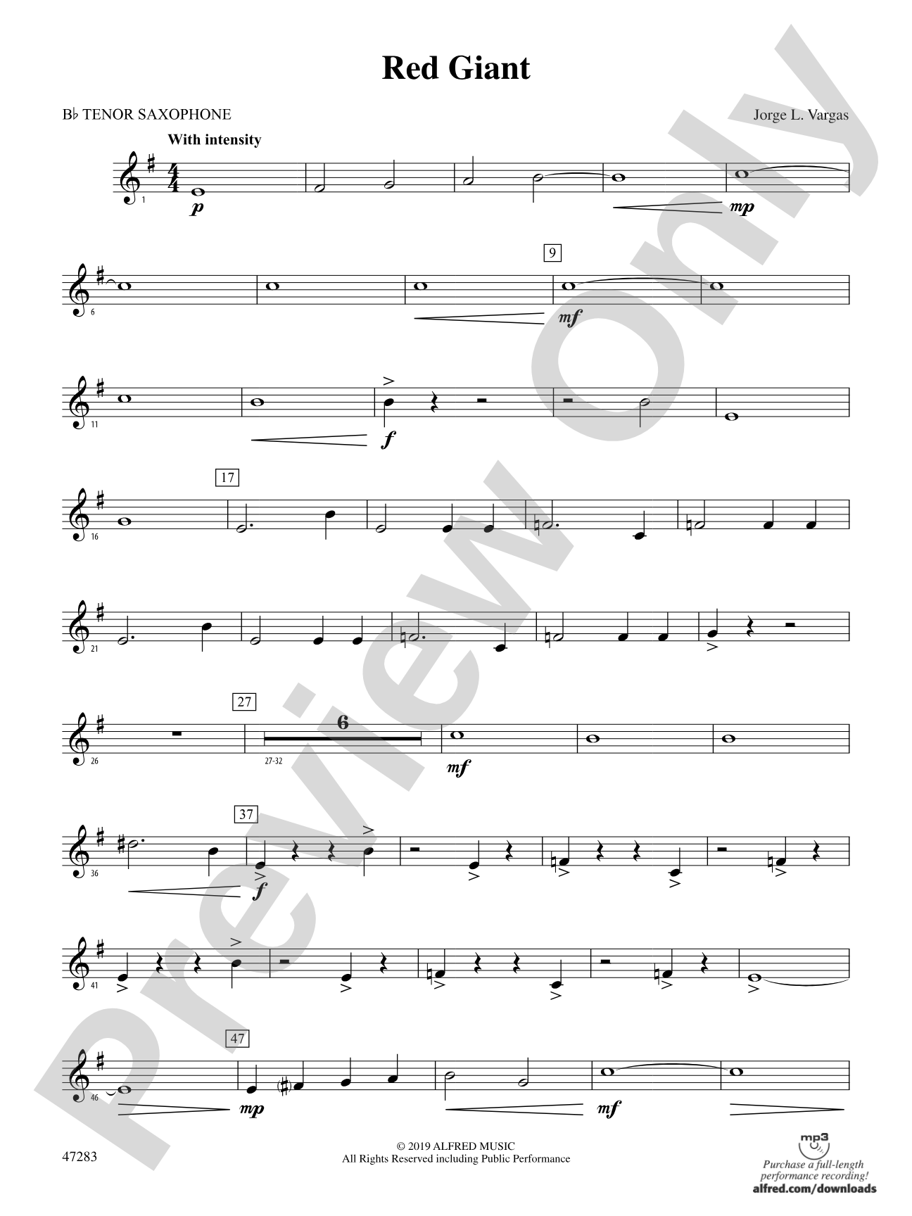 Red Giant: B-flat Tenor Saxophone