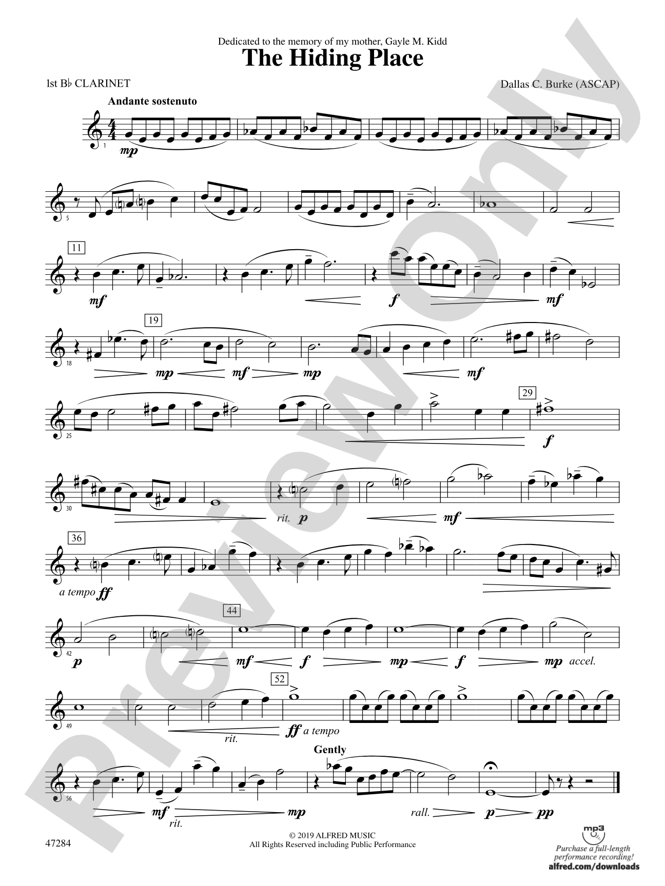 The Hiding Place: 1st B-flat Clarinet
