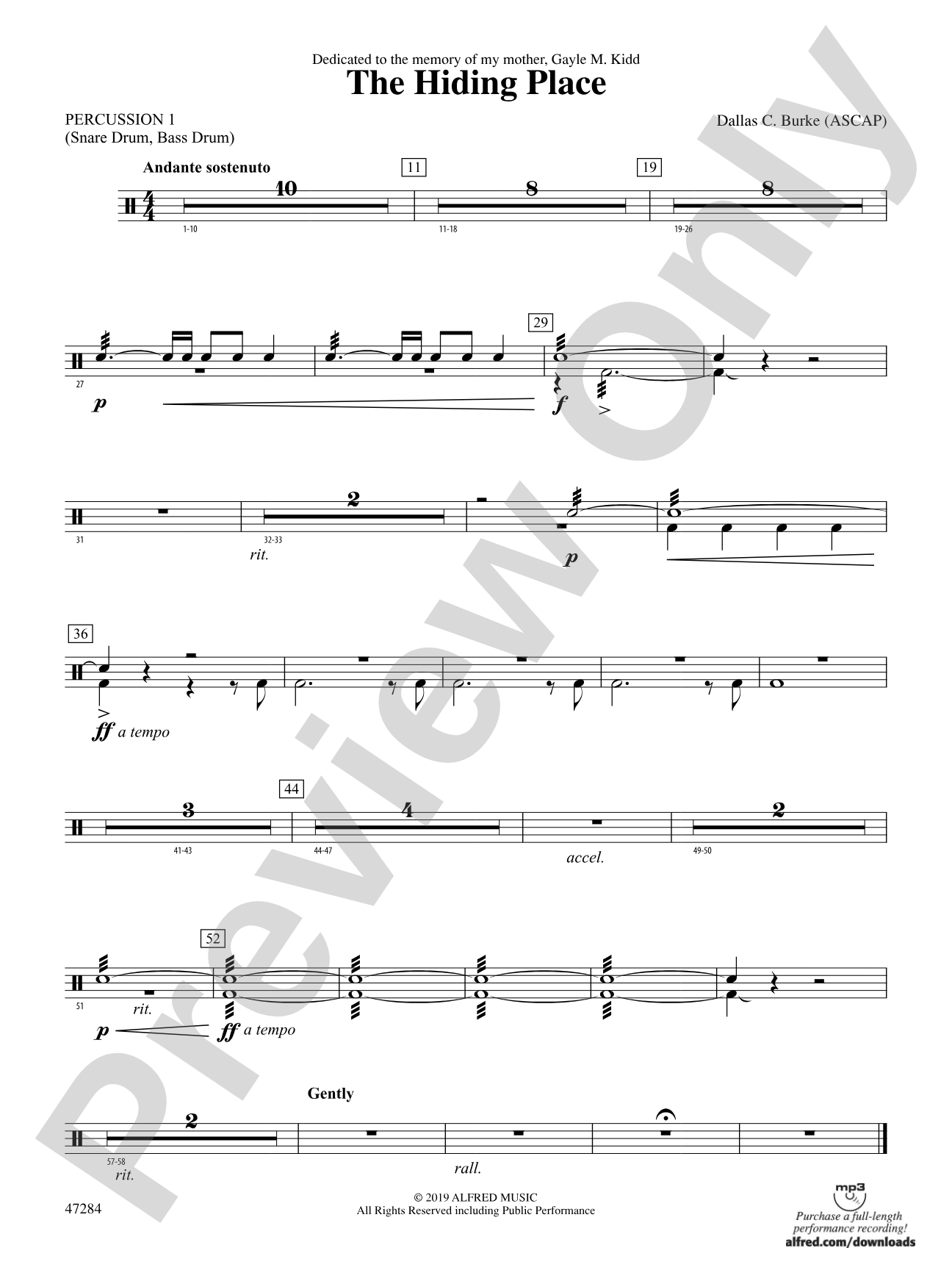 The Hiding Place: 1st Percussion