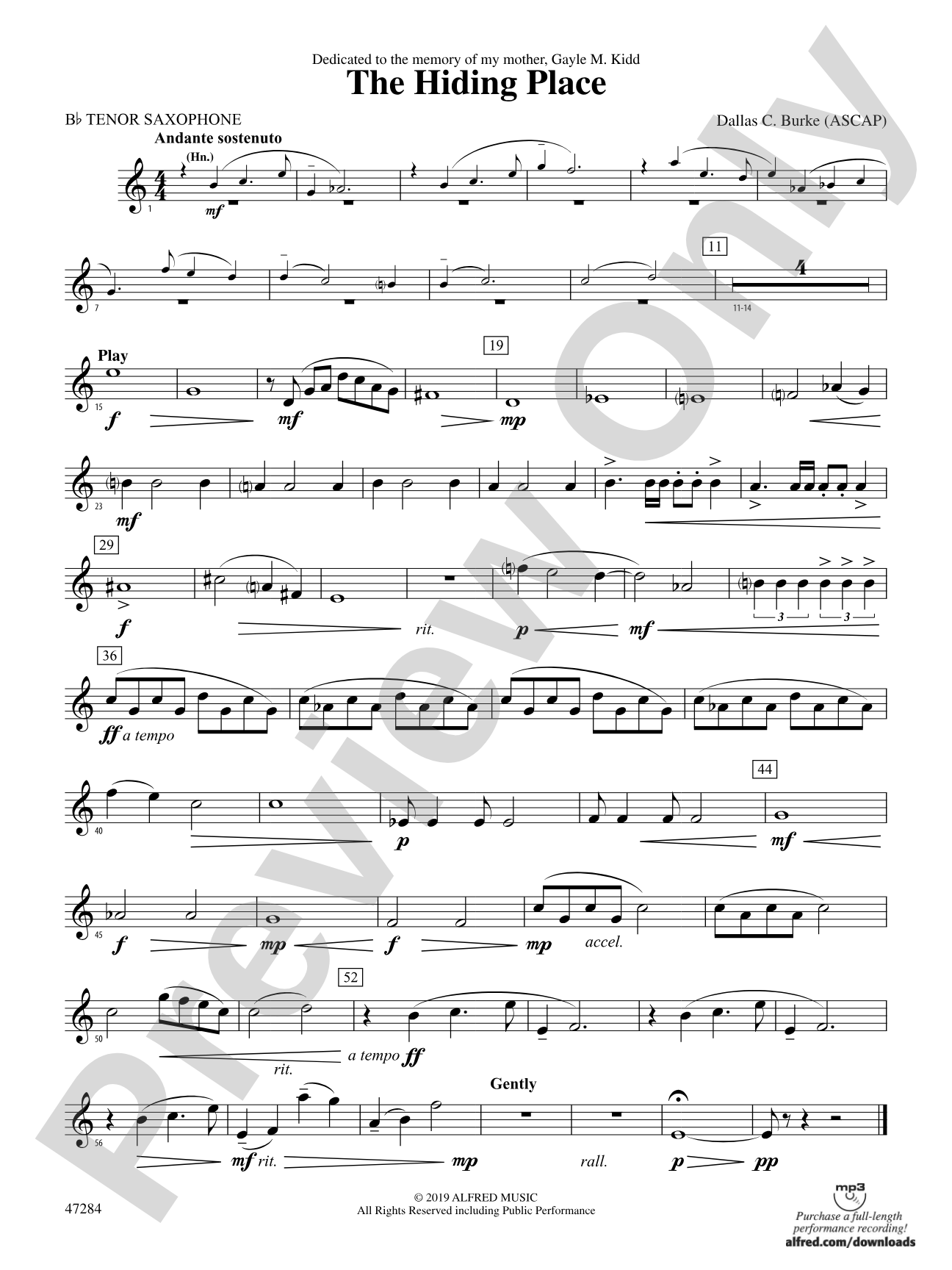 The Hiding Place: B-flat Tenor Saxophone