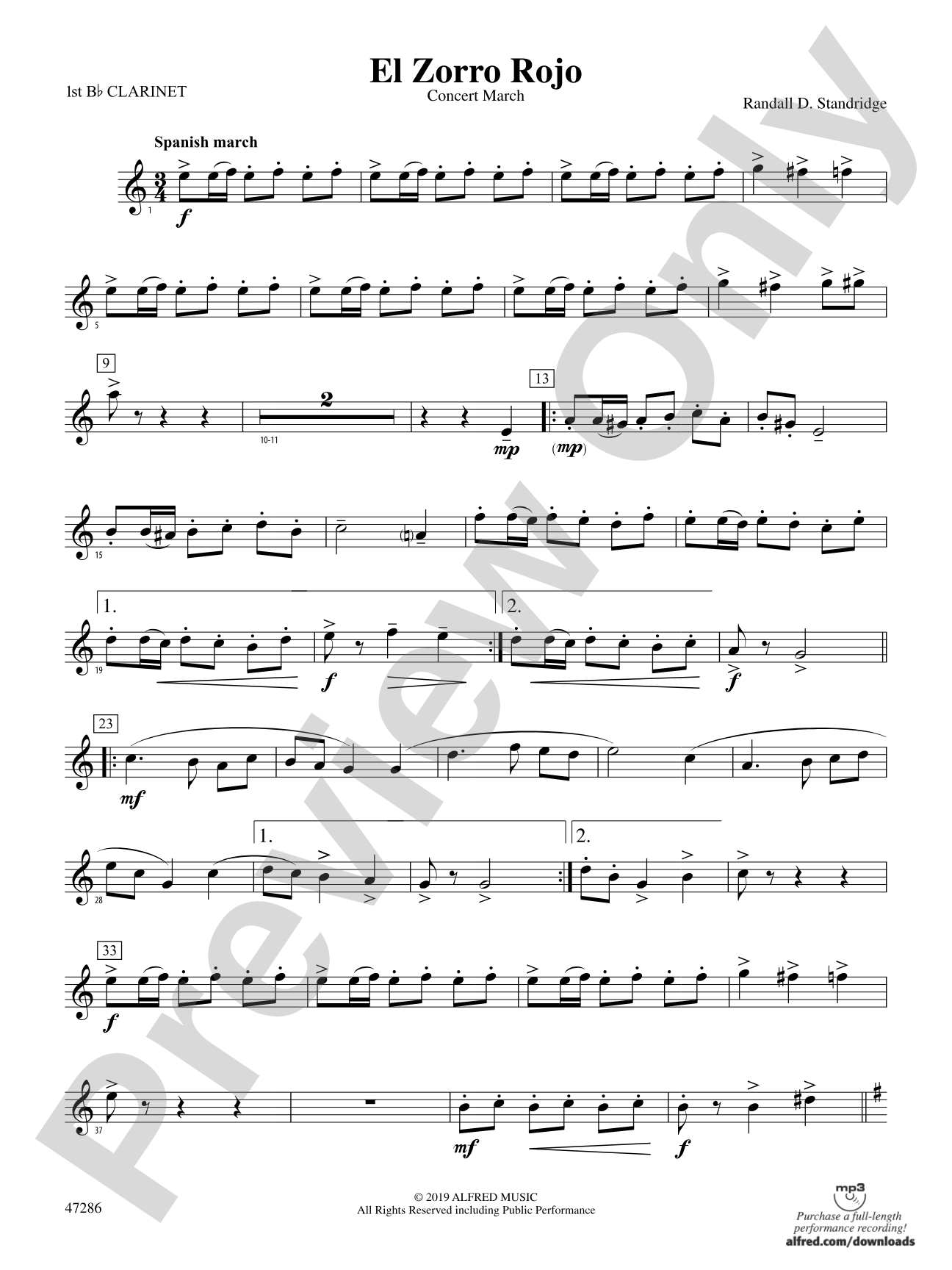 El Zorro Rojo: 1st B-flat Clarinet