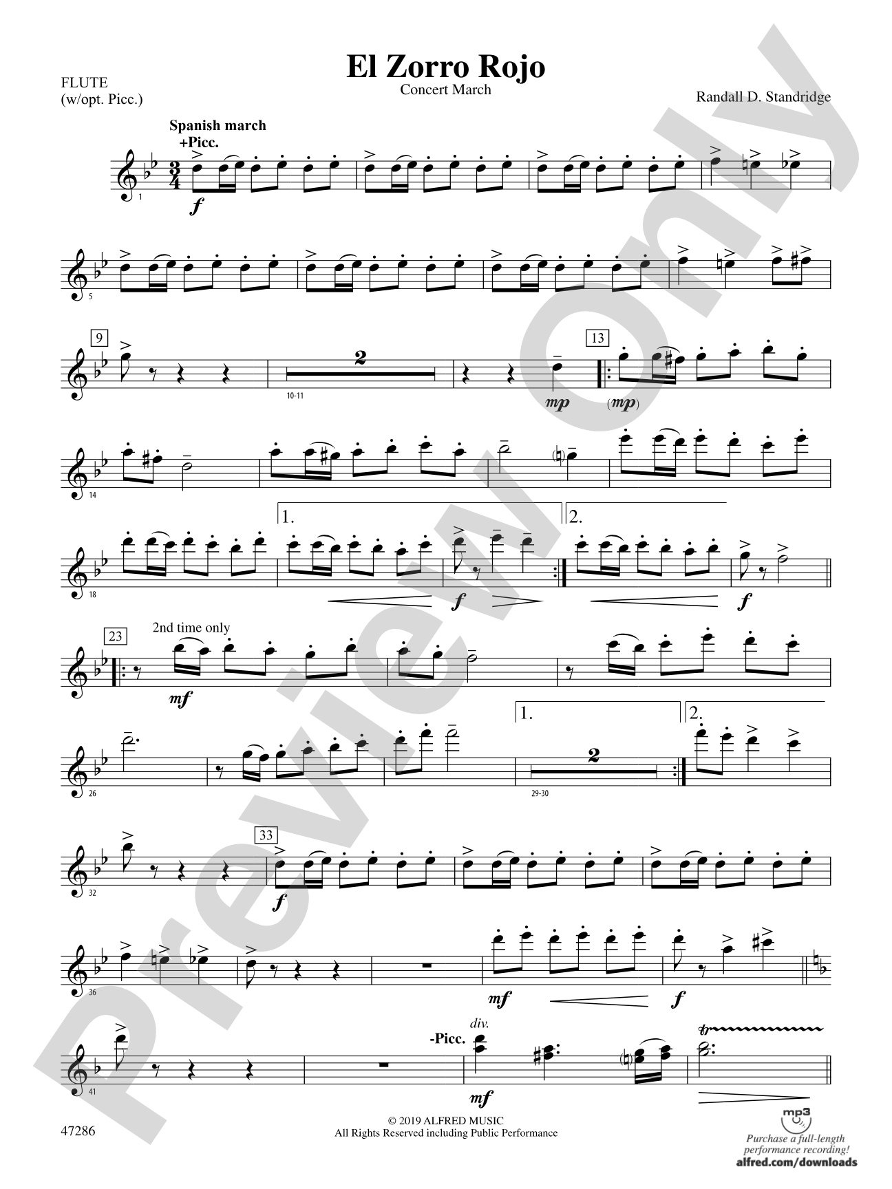 El Zorro Rojo: Flute