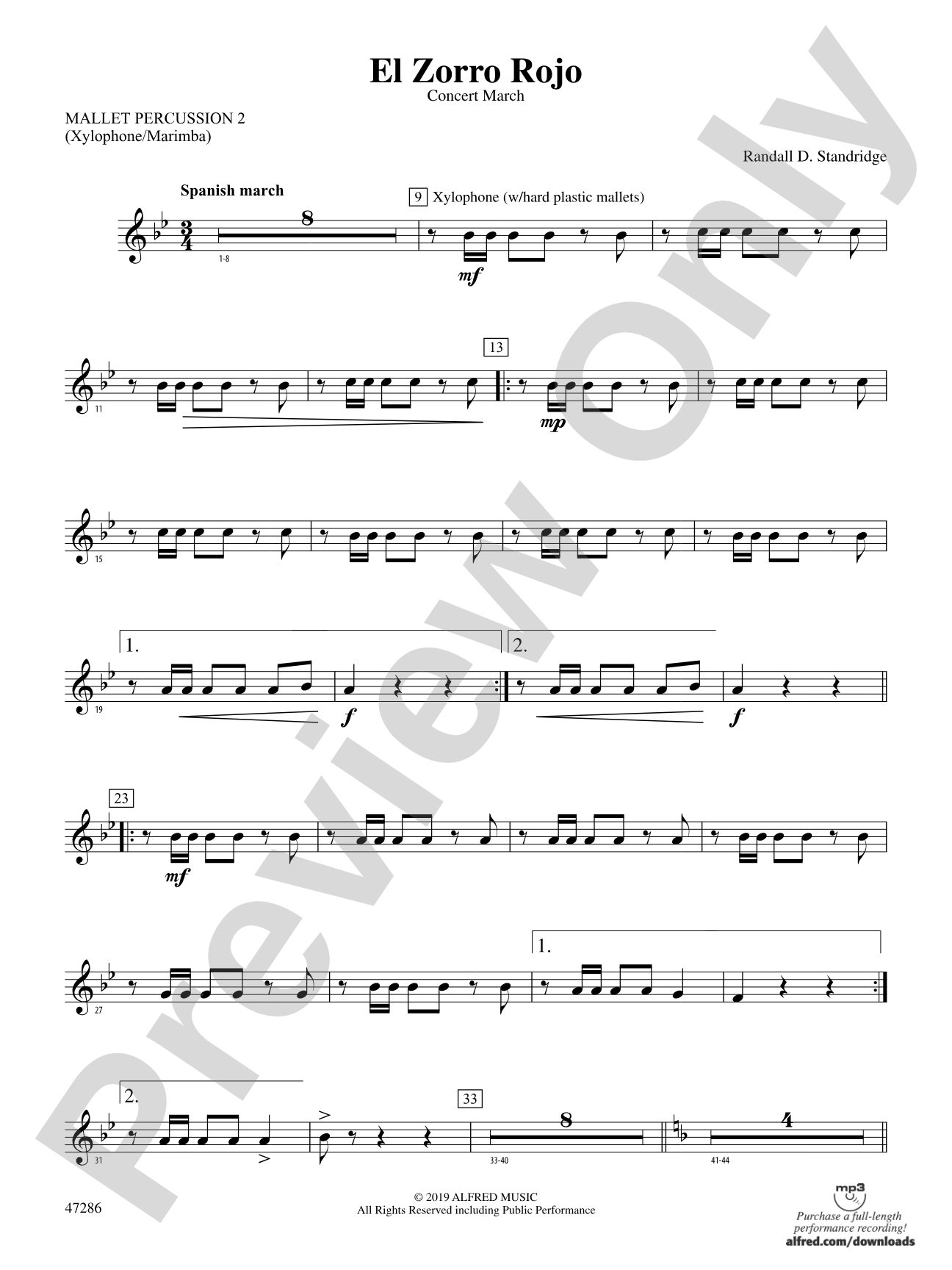 El Zorro Rojo: 2nd Mallet Percussion