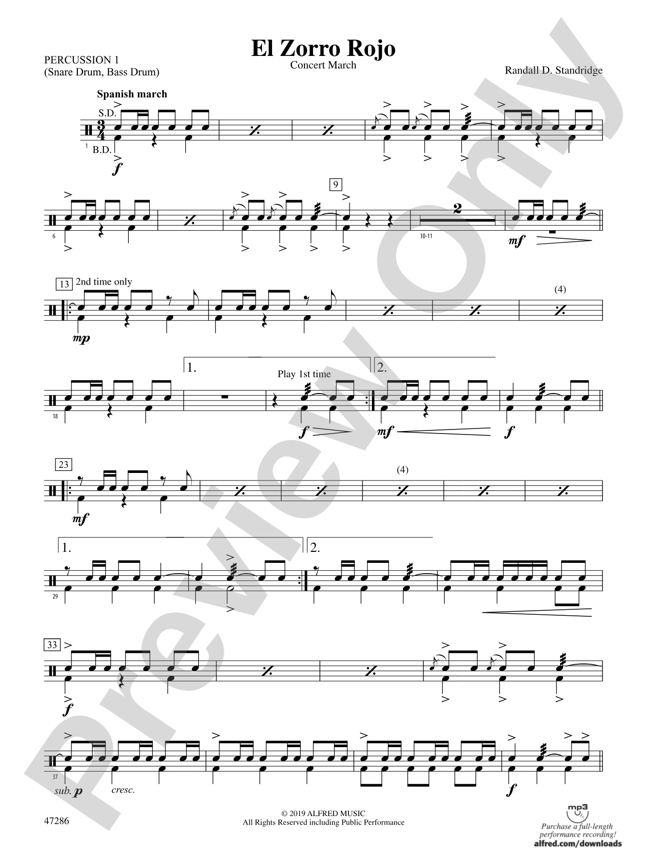 El Zorro Rojo: 1st Percussion