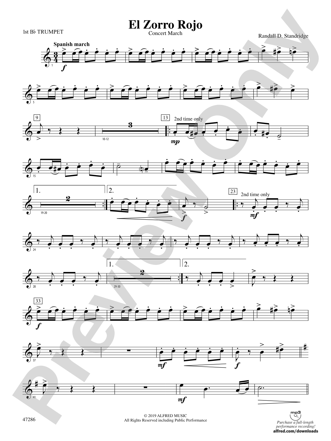 El Zorro Rojo: 1st B-flat Trumpet