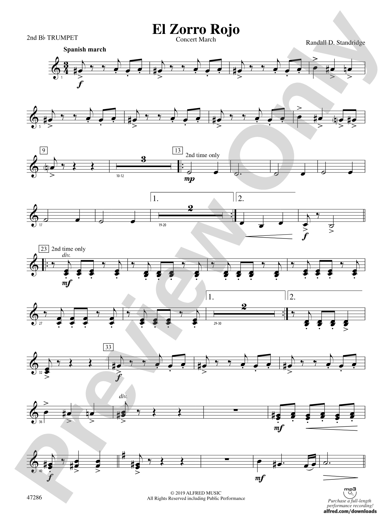 El Zorro Rojo: 2nd B-flat Trumpet